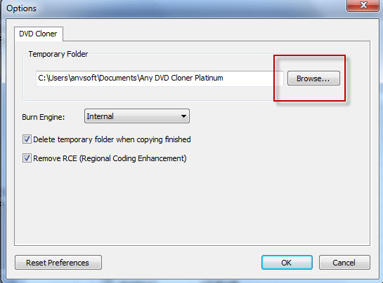 change temporary folder directory