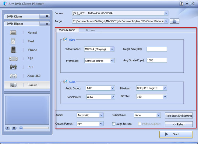 customize video and audio parameters