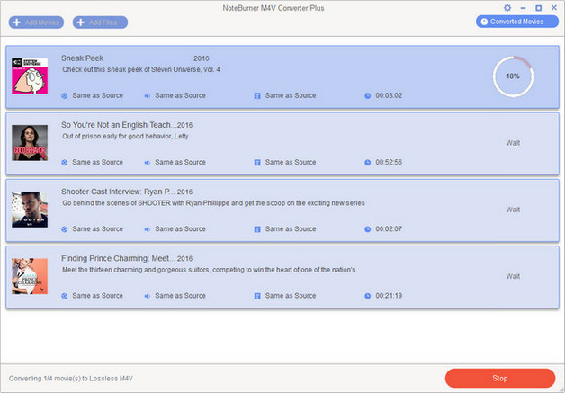 noteburner m4v converter failed on rental