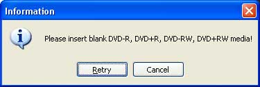 insert blank dvd disc notice